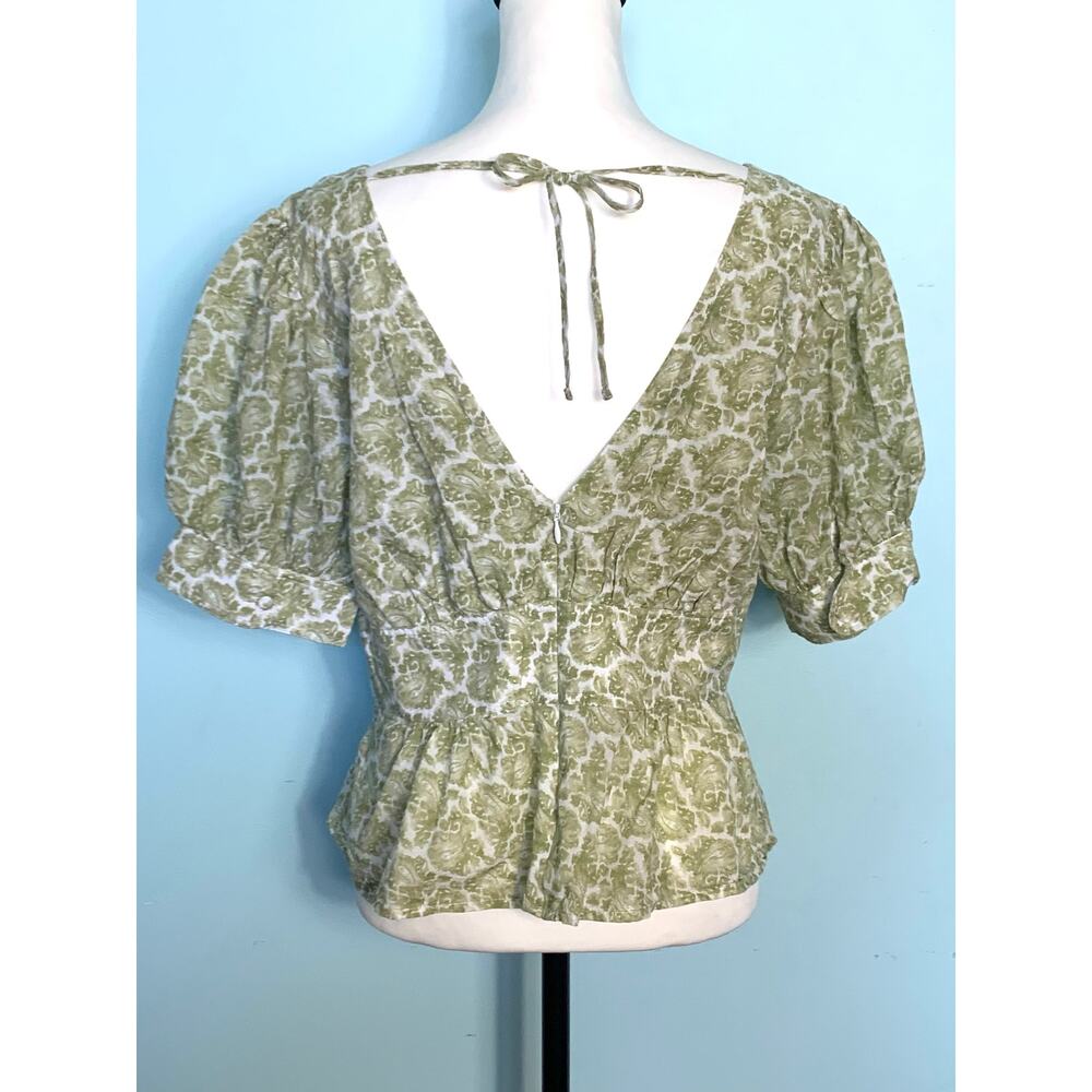 J. Crew V-neck Puff-Sleeve Top in Ornate Paisley Size 10 - Picture 5 of 9